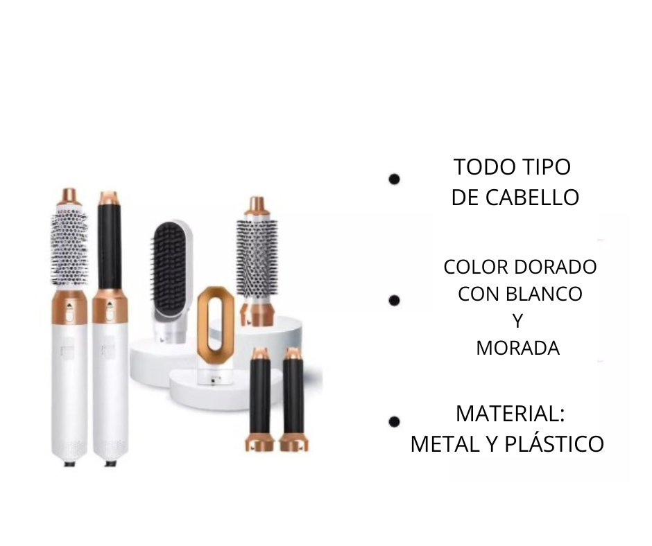 ✨ Cepillo 5 en 1 | Secado, Volumen y Rizos 💁‍♀️💨